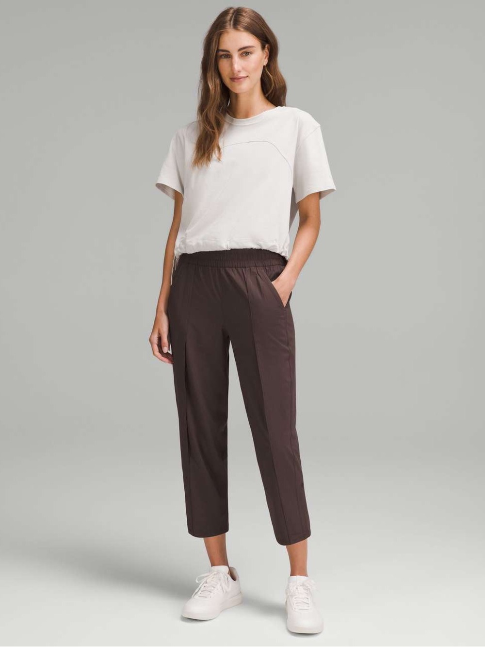 Lululemon Front-Pleat Tapered Mid-Rise Cropped Pant Espresso Size 2